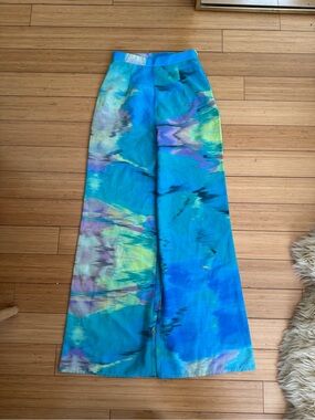 Blue Multi Tie-Dye Wide-Leg Skirted Pants
